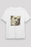 Benjamin Franklin Unisex Baskılı Beyaz Tişört