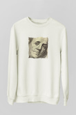 Benjamin Franklin Unisex Baskılı Beyaz Sweatshirt
