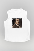 Benjamin Franklin Unisex Baskılı Beyaz Kolsuz Tişört