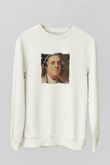 Benjamin Franklin Unisex Baskılı Beyaz Sweatshirt