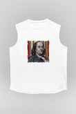 Benjamin Franklin Unisex Baskılı Beyaz Kolsuz Tişört