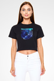Benny Benassi Siyah  Crop Top Tişört