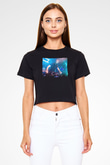 Benny Benassi Siyah  Crop Top Tişört