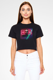 Benny Benassi Siyah  Crop Top Tişört