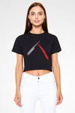 Berber Siyah Crop Top Tişört