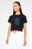 Between The Buried And Me Baskılı Siyah Crop Top Kadın Tişört - Tshirt