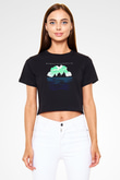 Between The Buried And Me Baskılı Siyah Crop Top Kadın Tişört - Tshirt