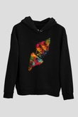 Beyin Sinaps Baskılı Unisex Siyah Hoodie