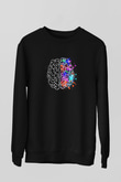 Beynin Sağ Ve Sol Lobları Baskılı Unisex Siyah Sweatshirt