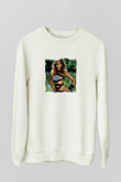 Beyonce Baskılı Unisex Beyaz Sweatshirt