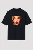 Beyonce Baskılı Unisex Oversize Siyah Tişört