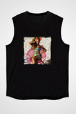 Beyonce Baskılı Unisex Siyah Kolsuz Tişört