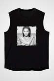 Beyonce Baskılı Unisex Siyah Kolsuz Tişört