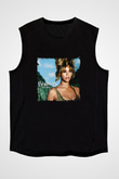 Beyonce Baskılı Unisex Siyah Kolsuz Tişört