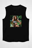 Beyonce Baskılı Unisex Siyah Kolsuz Tişört