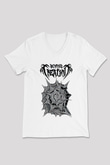 Beyond Creation Baskılı Beyaz Unisex V Yaka Tişört - Tshirt