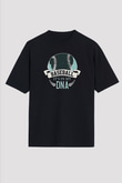 Beyzbol - Baseball Baskılı Unisex Siyah Oversize Tişört
