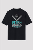 Beyzbol - Baseball Baskılı Unisex Siyah Oversize Tişört