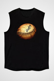 Beyzbol - Baseball Baskılı Unisex Siyah Kolsuz Tişört