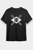 Beyzbol - Baseball Baskılı Unisex Siyah Tişört - Tshirt