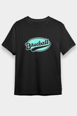 Beyzbol - Baseball Baskılı Unisex Siyah Tişört - Tshirt