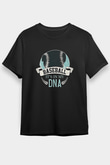 Beyzbol - Baseball Baskılı Unisex Siyah Tişört - Tshirt