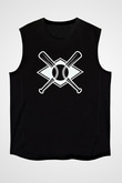 Beyzbol - Baseball Baskılı Unisex Siyah Kolsuz Tişört