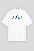 Beyzbol Baskılı Unisex Beyaz Oversize Tişört - Tshirt