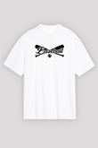 Beyzbol Baskılı Unisex Beyaz Oversize Tişört - Tshirt