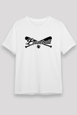 Beyzbol Baskılı Unisex Beyaz Tişört - Tshirt