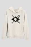 Beyzbol Baskılı Unisex Ekru Hoodie