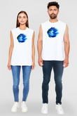 Beyzbol Baskılı Unisex Kolsuz Beyaz Tişört