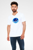 Beyzbol Baskılı Unisex V Yaka Tişört - Tshirt