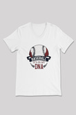 Beyzbol Baskılı Unisex V Yaka Tişört - Tshirt