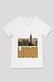 Big Ben Beyaz Unisex V Yaka Tişört