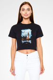 Big Ben Siyah  Crop Top Tişört