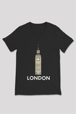 Big Ben Siyah Unisex V Yaka Tişört T-Shirt