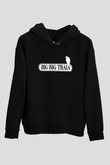 Big Big Train Baskılı Unisex Siyah Kapüşonlu Sweatshirt