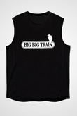 Big Big Train Baskılı Unisex Siyah Kolsuz Tişört - Tshirt