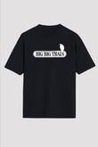 Big Big Train Baskılı Unisex Siyah Oversize Tişört - Tshirt