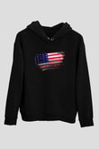 Bikini Atolü - Bikini Atoll Bayrağı Baskılı Unisex Siyah Hoodie
