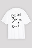 Bikini Kill Baskılı Beyaz Unisex Oversize Tişört - Tshirt