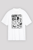 Bikini Kill Baskılı Beyaz Unisex Oversize Tişört - Tshirt