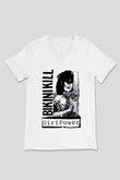 Bikini Kill Baskılı Beyaz Unisex V Yaka Tişört - Tshirt