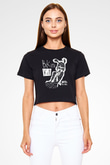 Bikini Kill Baskılı Siyah Crop Top Kadın Tişört - Tshirt