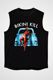 Bikini Kill Baskılı Unisex Siyah Kolsuz Tişört - Tshirt