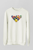 Bilardo Beyaz Unisex Sweatshirt