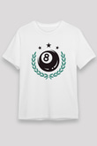 Bilardo Beyaz Unisex Tişört T-Shirt - TişörtFabrikası