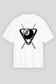 Bilardo Beyaz Unisex Tişört T-Shirt - TişörtFabrikası