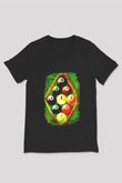 Bilardo Siyah Unisex V Yaka Tişört T-Shirt